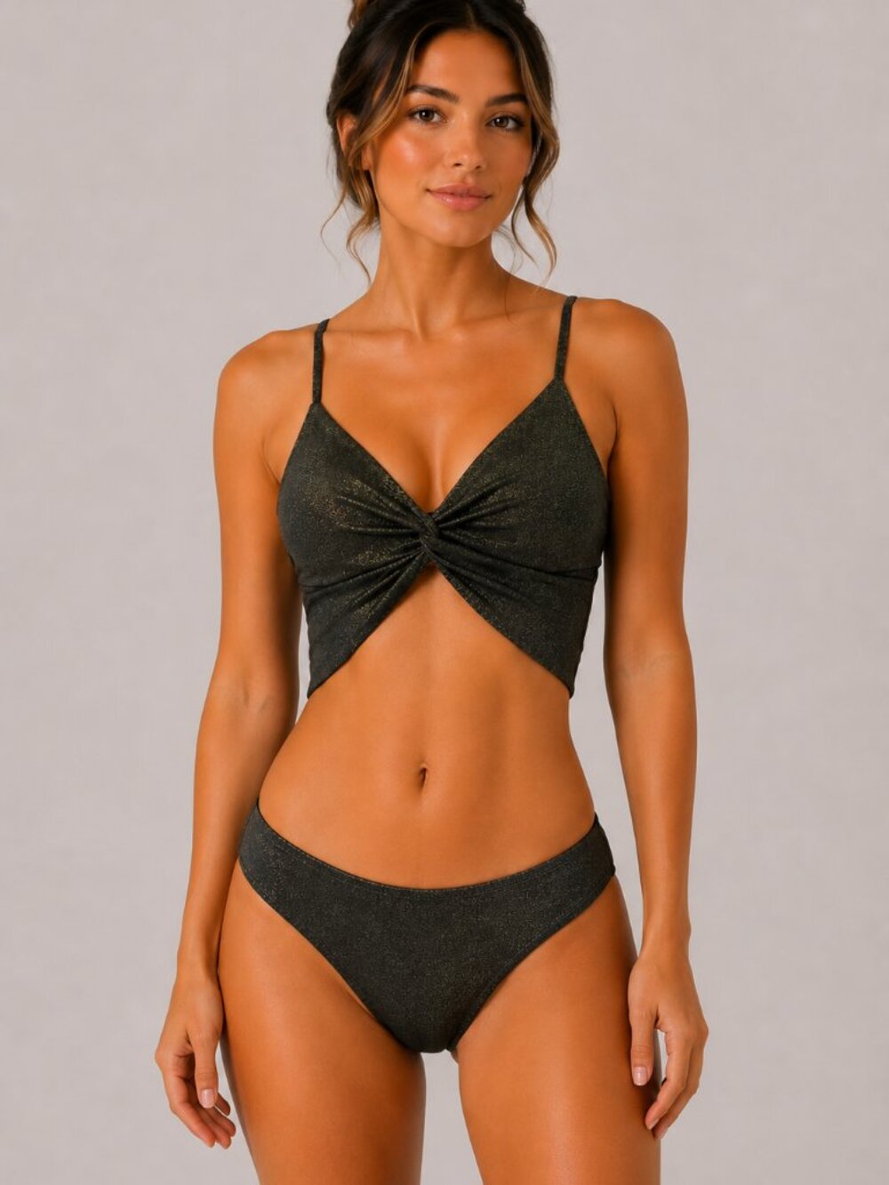 Cupshe x Vanessa Sparkling Lurex Tankini Set Shimmer S NWT